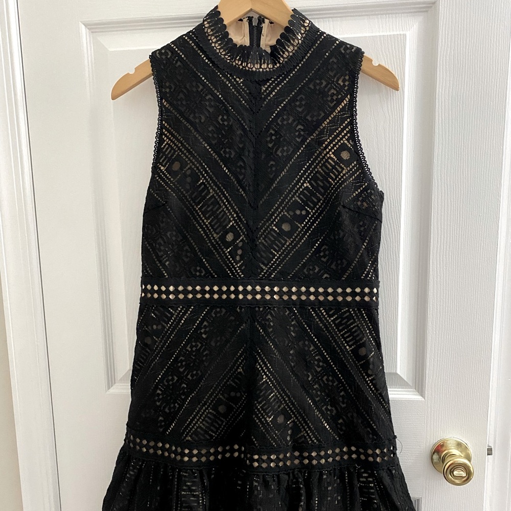 hailee c - black lace mini dress